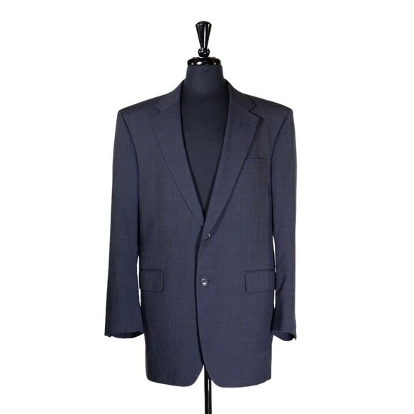 Jos. A. Bank Mens Blazer Blue Check 100% Wool 2 Button Jacket Sport Coat 42L - Picture 1 of 9